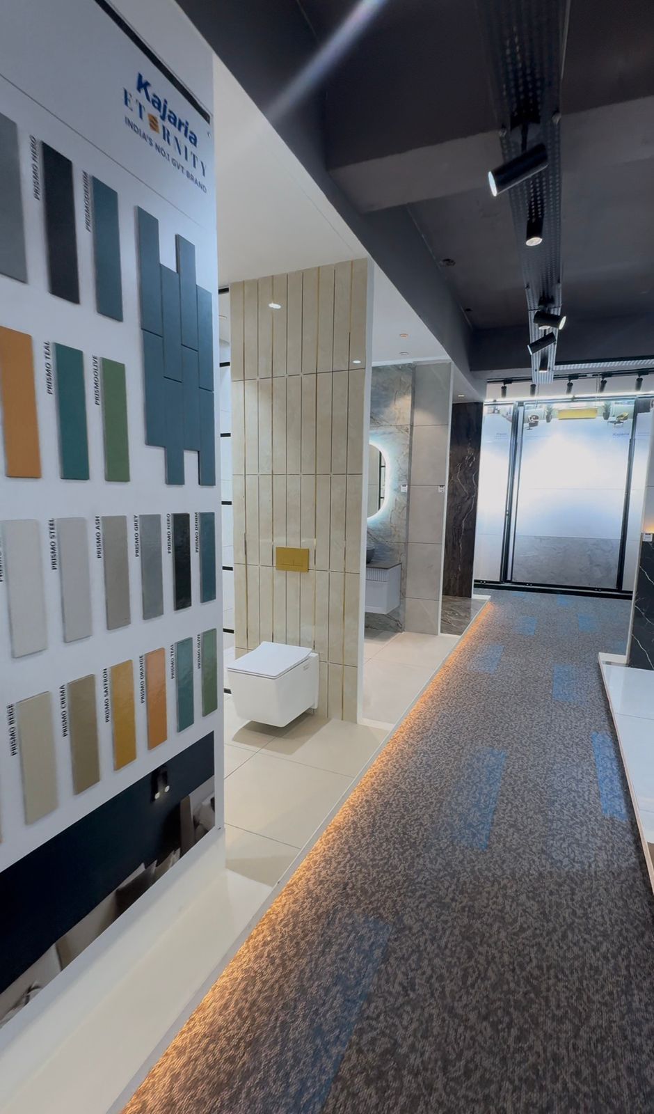 Tile display aisle inside the showroom
